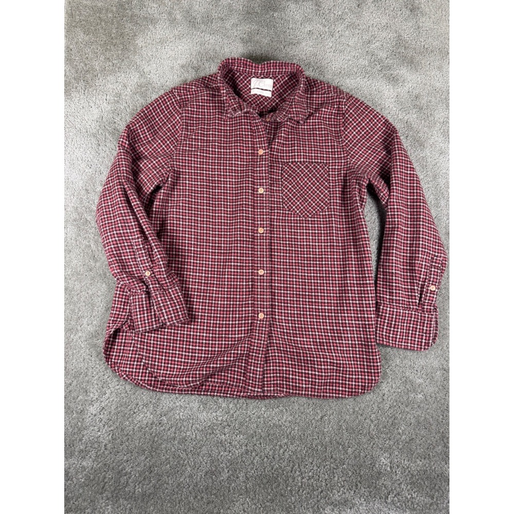 J.Crew Classic Fit Red Plaid Cotton Flannel Button Down Shirt Womens Size 8
